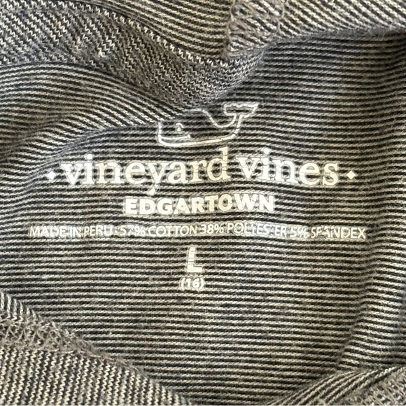Vineyard Vines Edgartown LS Hoodie Shirt Pullover L 16 Navy Blue Striped Logo - Picture 3 of 8